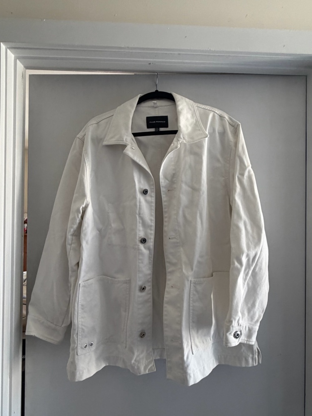 Club Monaco White Lightweight Cotton Work Jacket